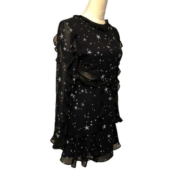NWT Fame and Partners Kye Night Sky Star Print Ruffle Open Back Mini Dress 2 - Picture 7 of 15
